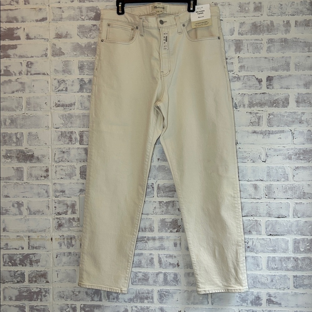 Madewell Men’s 36 X 32 Relaxed Taper Jeans Denim Stretch NWT VTG Canvas/ Cream - Picture 5 of 8